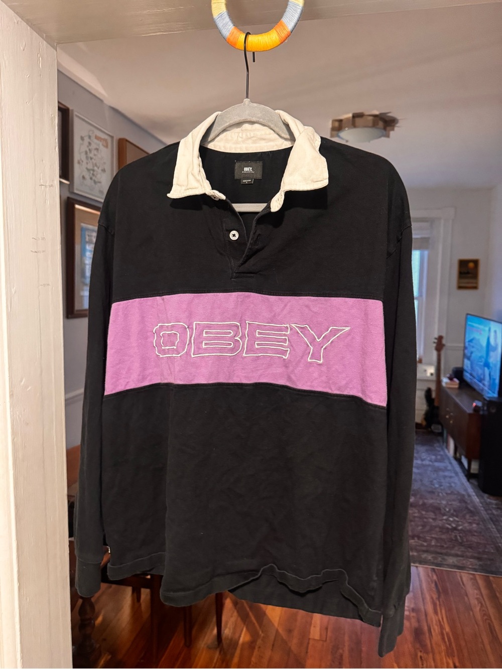 Y2K Obey rugby polo